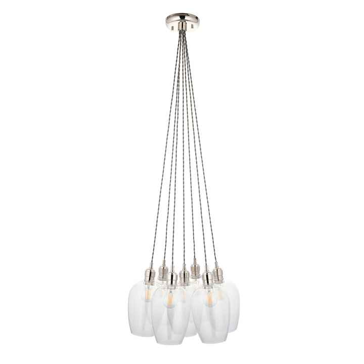 Endon 120643 7 Light Pendant Bright Nickel Plate & Clear Glass