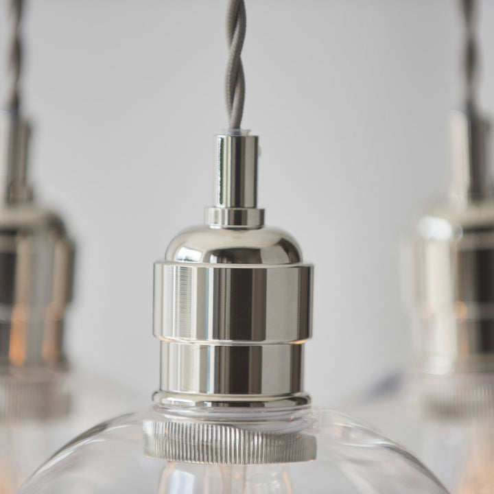 Endon 120644 3 Light Pendant Bright Nickel Plate & Clear Glass
