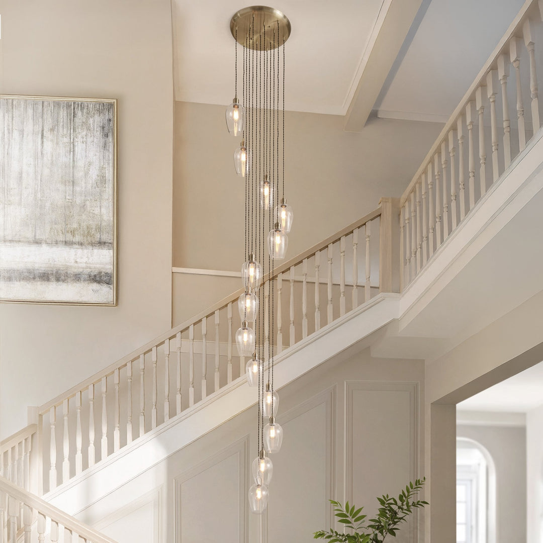 Endon 120645 13 Light Pendant Antique Brass Plate & Clear Glass