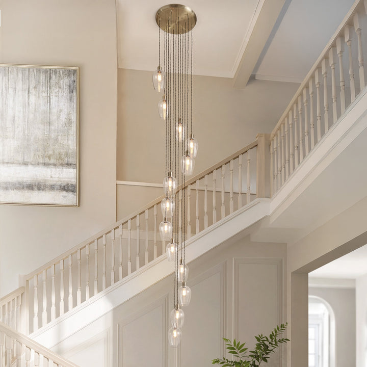 Endon 120645 13 Light Pendant Antique Brass Plate & Clear Glass