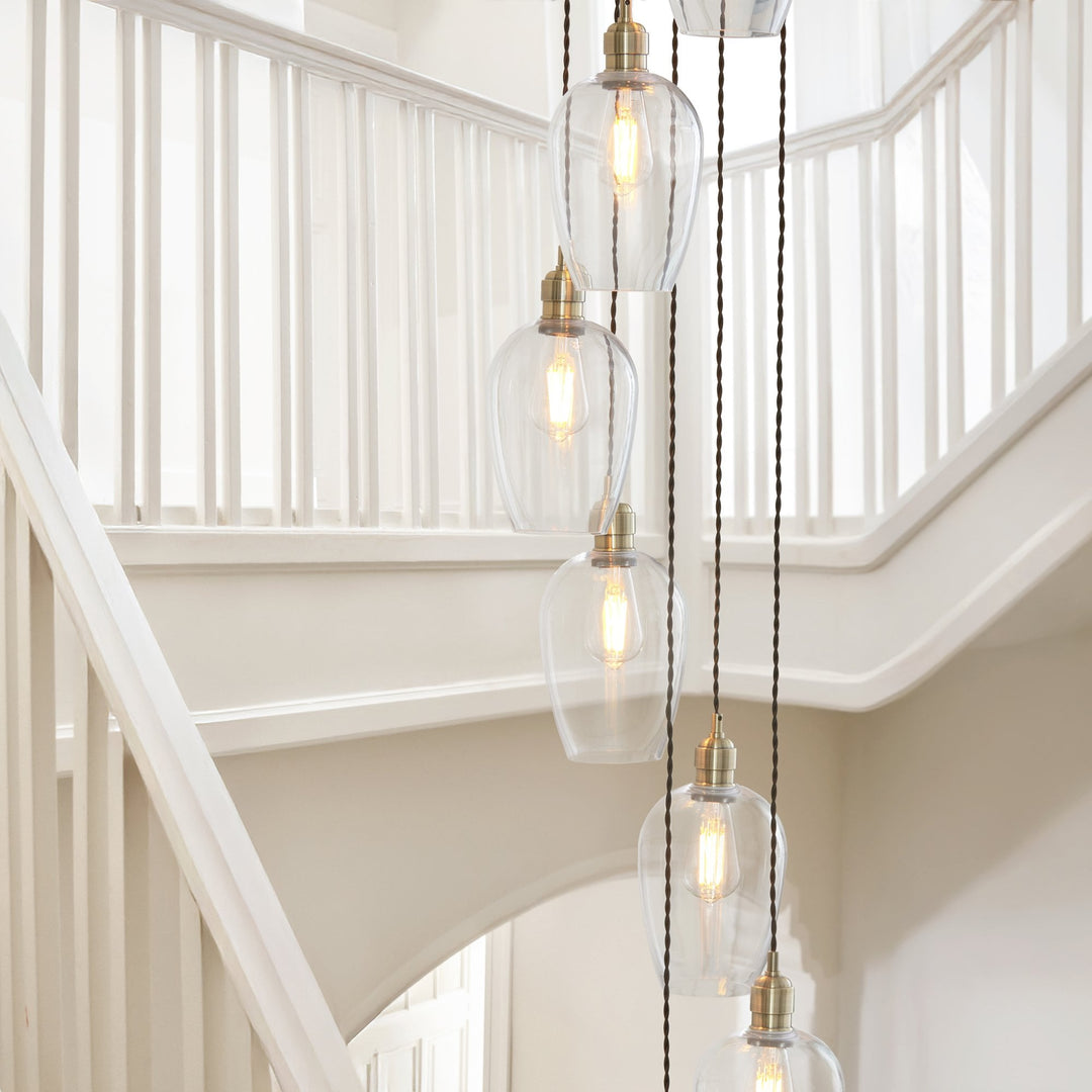 Endon 120645 13 Light Pendant Antique Brass Plate & Clear Glass