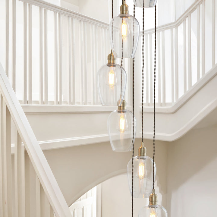 Endon 120645 13 Light Pendant Antique Brass Plate & Clear Glass