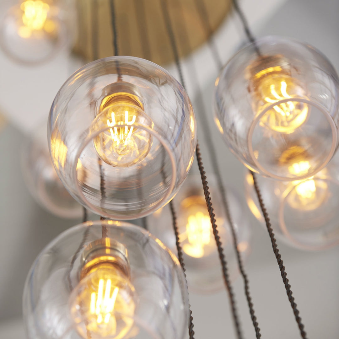 Endon 120645 13 Light Pendant Antique Brass Plate & Clear Glass