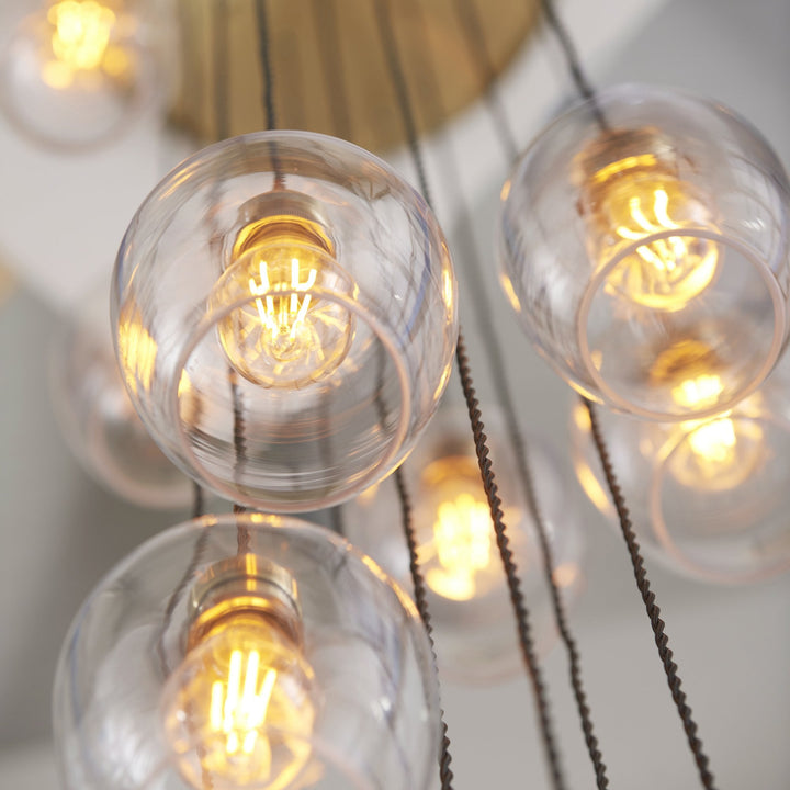 Endon 120645 13 Light Pendant Antique Brass Plate & Clear Glass