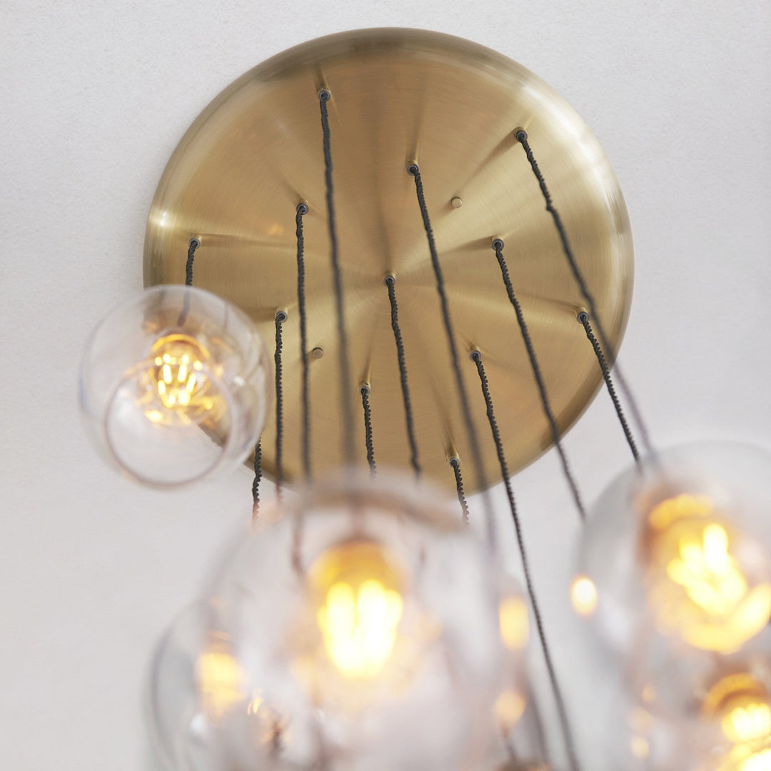 Endon 120645 13 Light Pendant Antique Brass Plate & Clear Glass