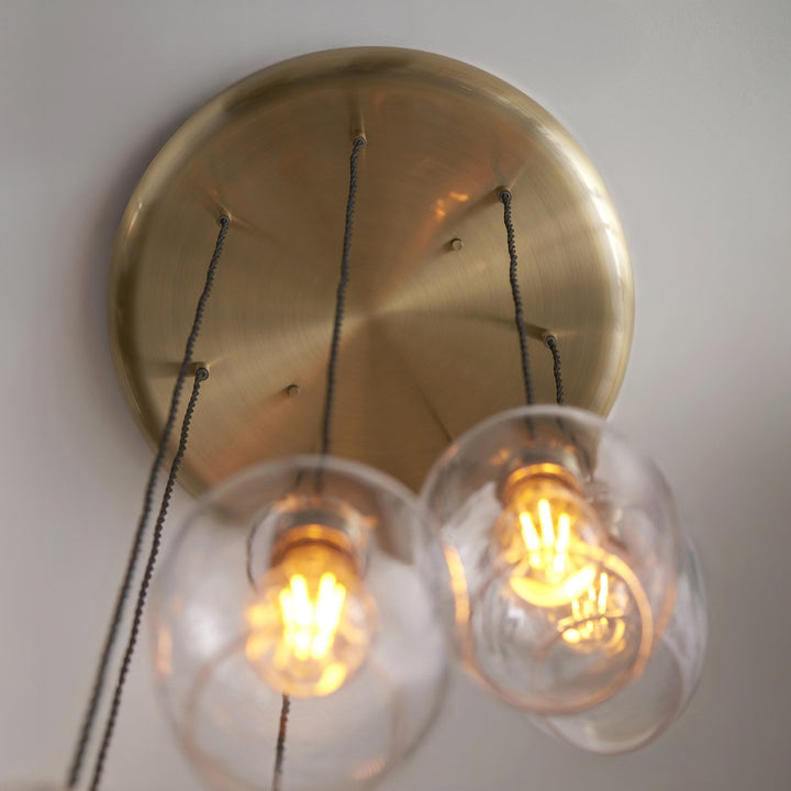 Endon 120646 7 Light Pendant Antique Brass Plate & Clear Glass