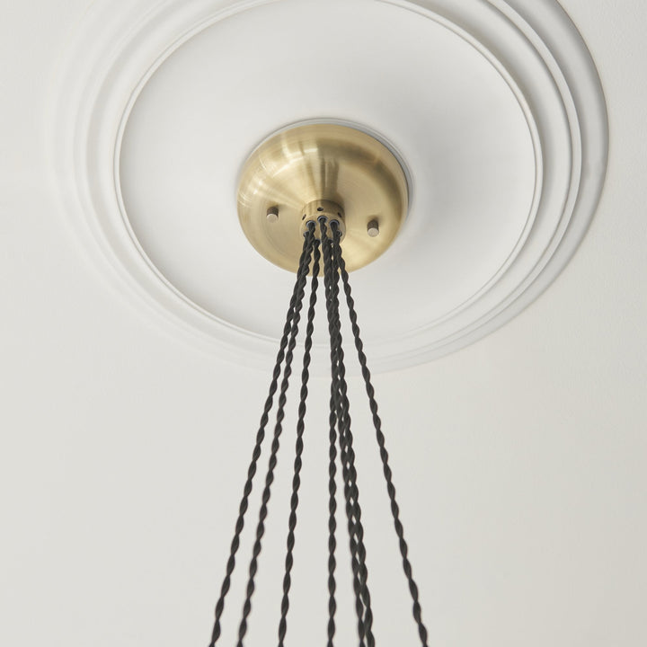 Endon 120647 7 Light Pendant Antique Brass Plate & Clear Glass