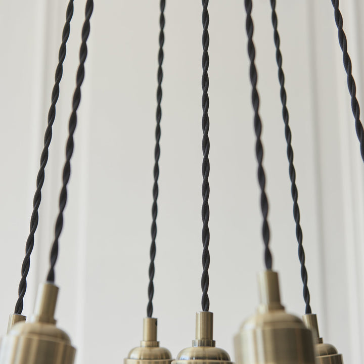 Endon 120647 7 Light Pendant Antique Brass Plate & Clear Glass