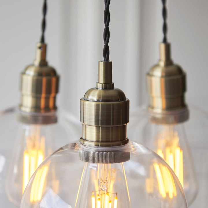 Endon 120648 3 Light Pendant Antique Brass Plate & Clear Glass