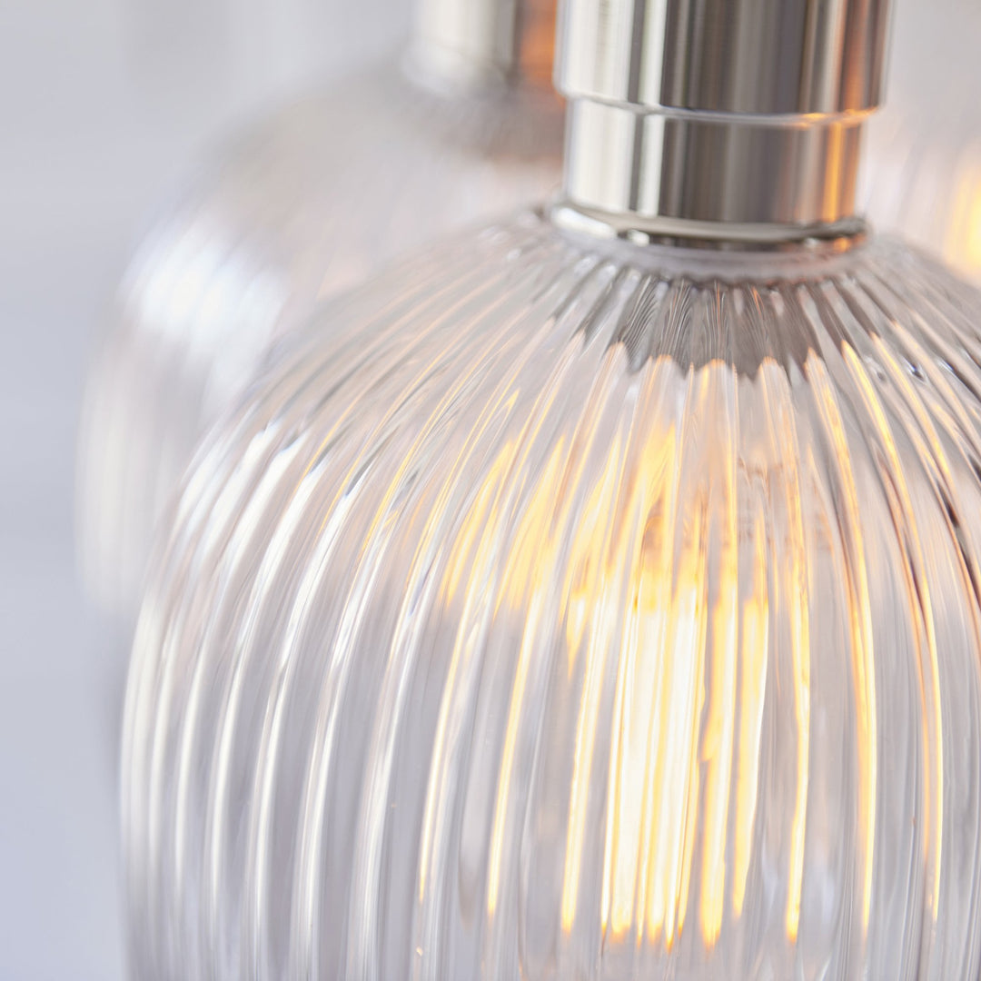 Endon 120651 7 Light Pendant Bright Nickel Plate & Clear Ribbed Glass