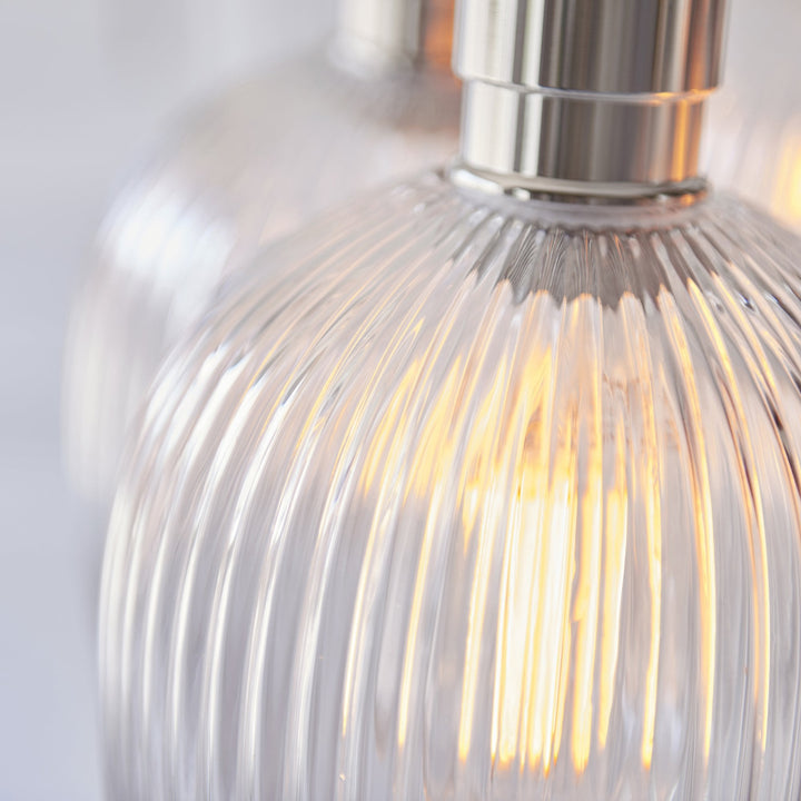 Endon 120651 7 Light Pendant Bright Nickel Plate & Clear Ribbed Glass