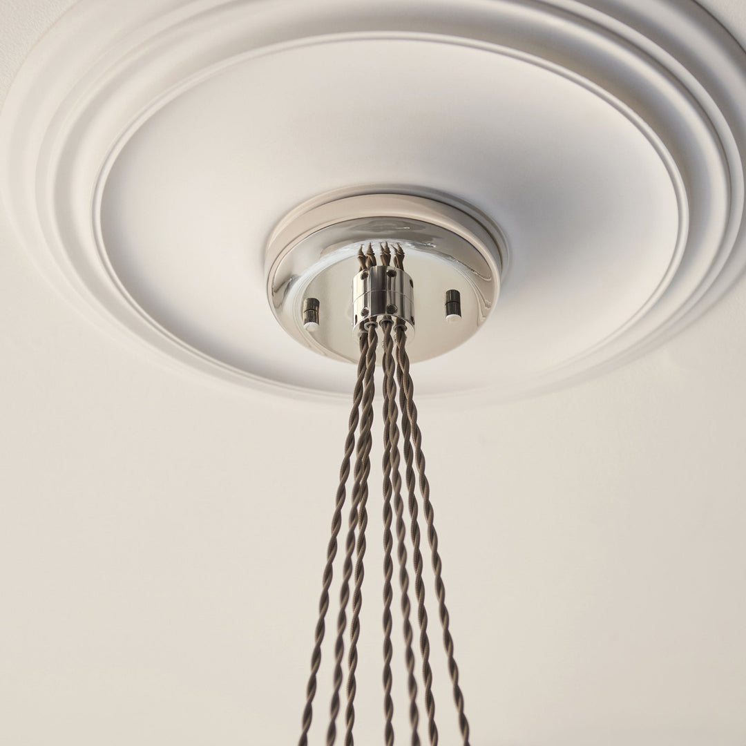 Endon 120651 7 Light Pendant Bright Nickel Plate & Clear Ribbed Glass