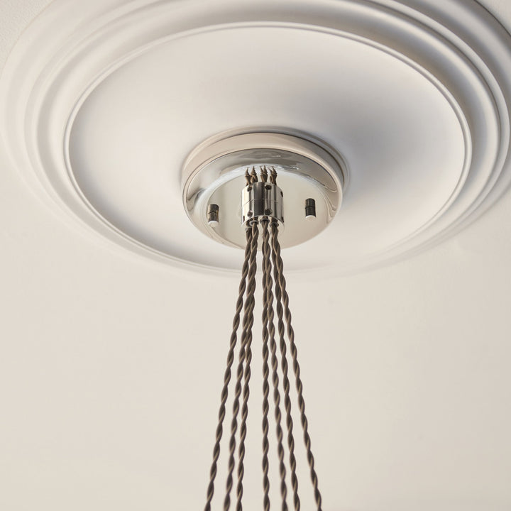 Endon 120651 7 Light Pendant Bright Nickel Plate & Clear Ribbed Glass