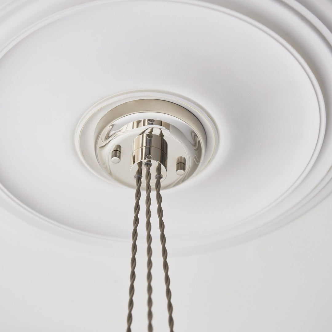 Endon 120652 3 Light Pendant Bright Nickel Plate & Clear Ribbed Glass