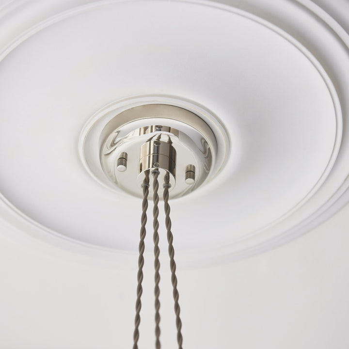 Endon 120652 3 Light Pendant Bright Nickel Plate & Clear Ribbed Glass