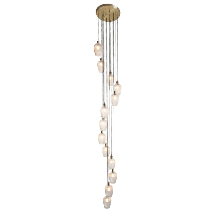 Endon 120653 13 Light Pendant Antique Brass Plate & Clear Ribbed Glass