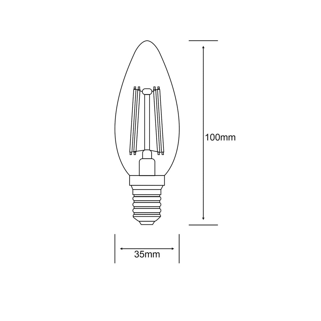 Luxram Pack Of 10 Value Classic LED Candle E14 Dimmable 4W 3000K Warm White