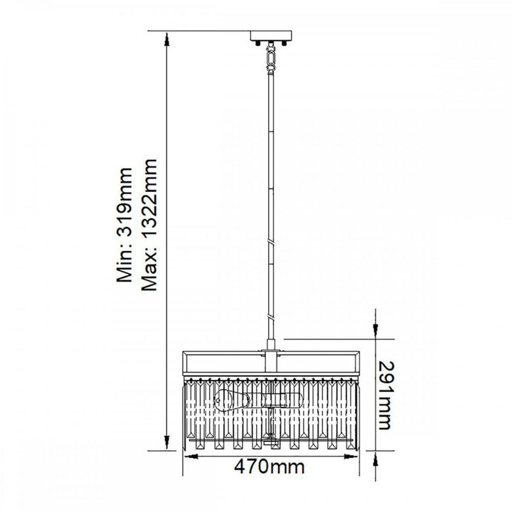 Elstead ARIES-4P-L Aries 4 Light Large Chandelier Polished Nickel