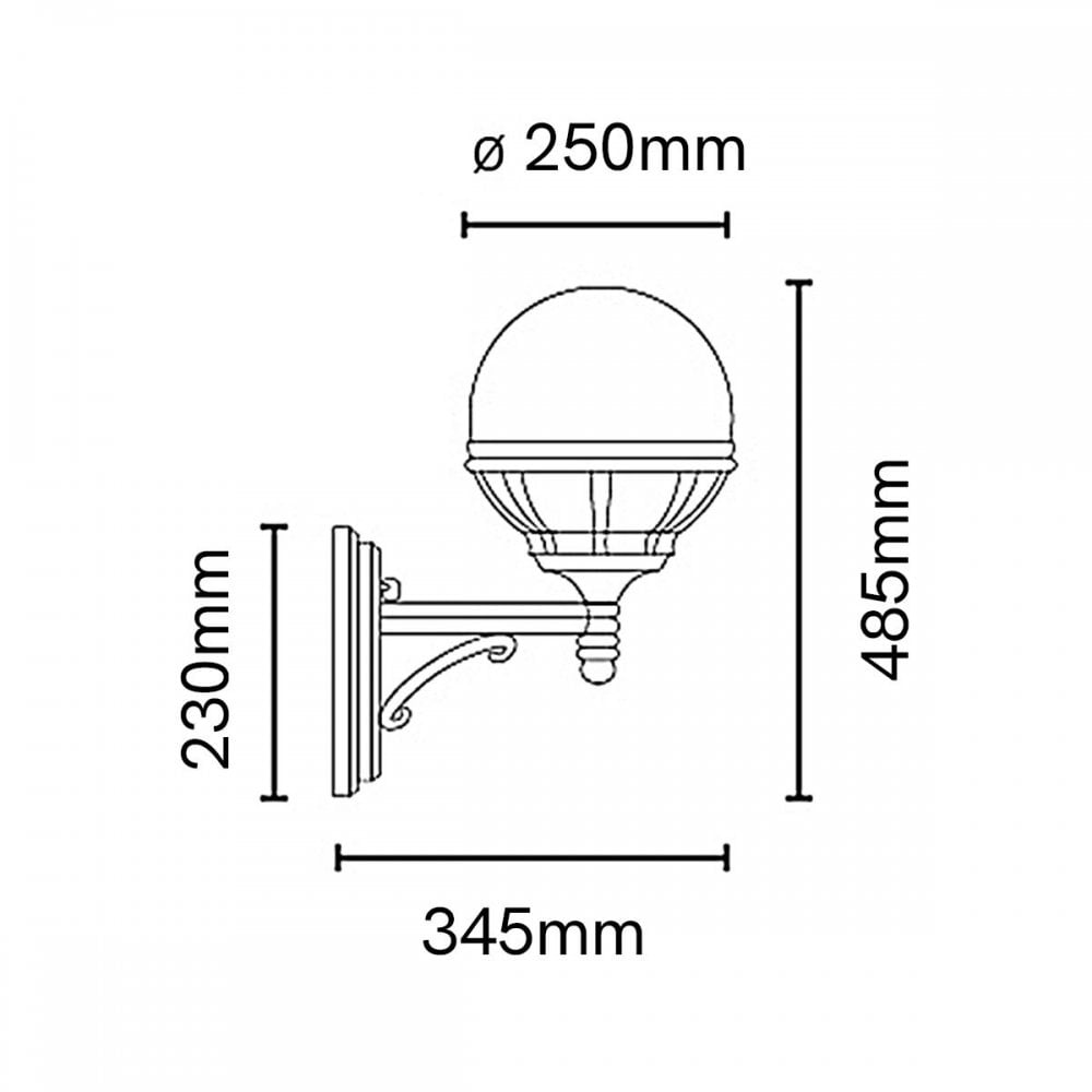 Norlys B1-BLACK-C Bologna 1 Light Up Wall Light Black