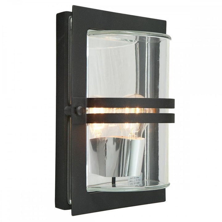 Norlys BASEL-E27-BLK-C Basel 1 Light Wall Lantern Black With Clear Glass