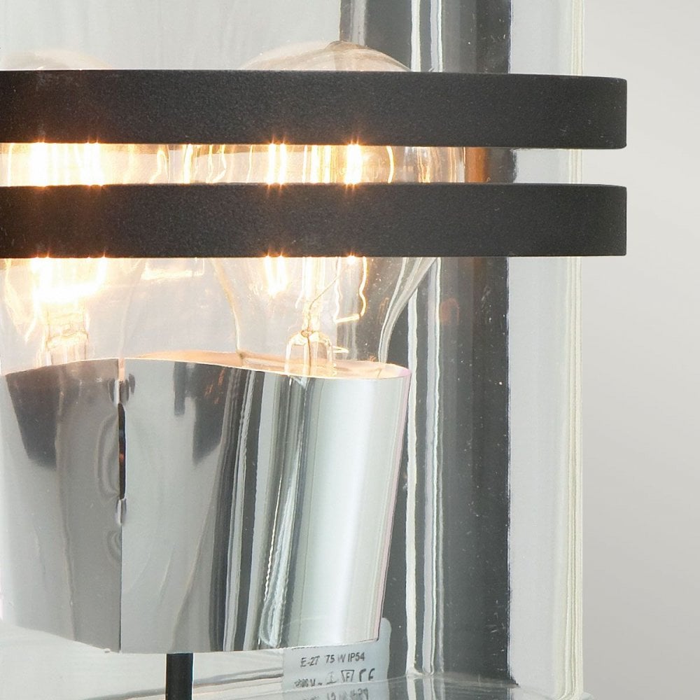 Norlys BASEL-E27-BLK-C Basel 1 Light Wall Lantern Black With Clear Glass