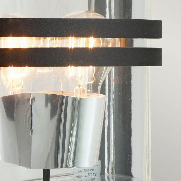 Norlys BASEL-E27-BLK-C Basel 1 Light Wall Lantern Black With Clear Glass