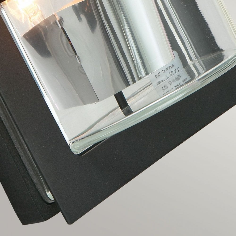 Norlys BASEL-E27-BLK-C Basel 1 Light Wall Lantern Black With Clear Glass
