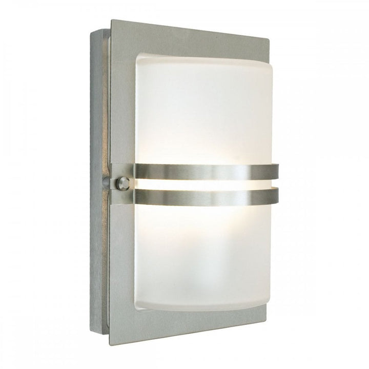 Norlys BASEL-E27-S-S-F Basel 1 Light Wall Lantern Stainless Steel With Frosted Glass