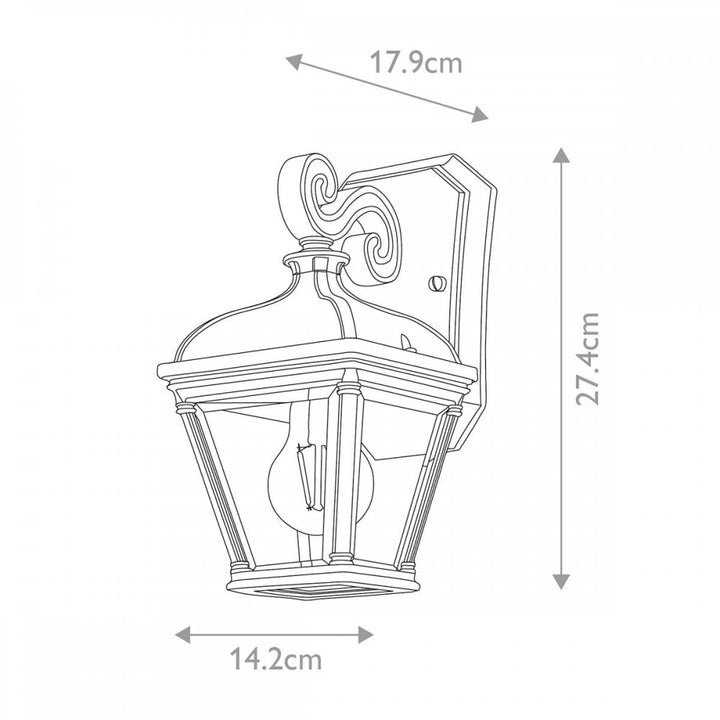 Elstead BAYVIEW-2S-BK Bayview 1 Light Small Wall Lantern Black
