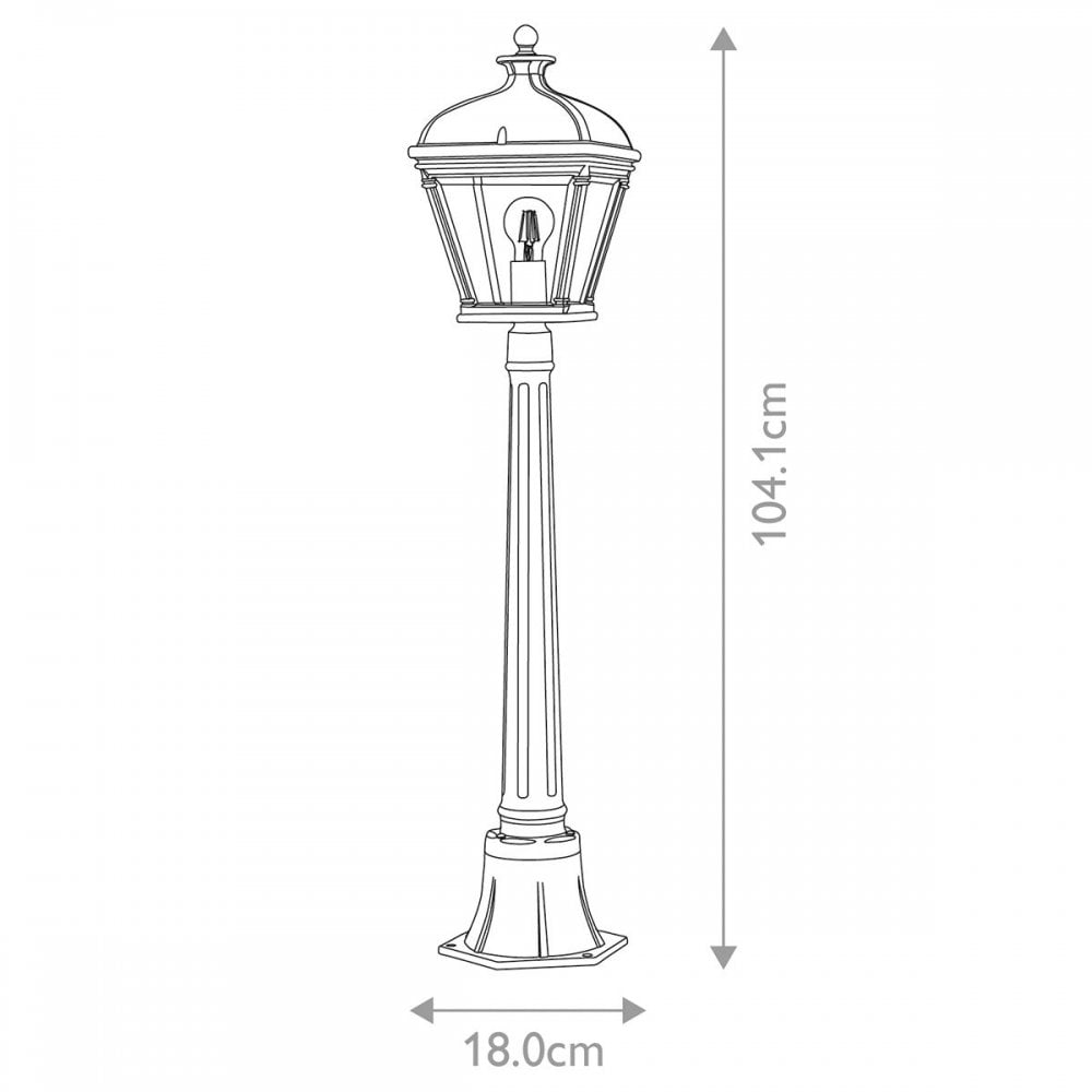 Elstead BAYVIEW-4M-BK Bayview 1 Light Medium Pillar Lantern Black