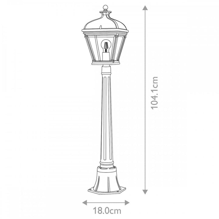Elstead BAYVIEW-4M-BK Bayview 1 Light Medium Pillar Lantern Black