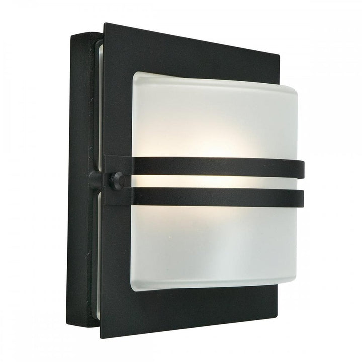 Norlys BERN-E27-BLK-F Bern 1 Light Wall Lantern Black With Frosted Glass