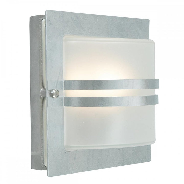 Norlys BERN-E27-GAL-F Bern 1 Light Wall Lantern Galvanised With Frosted Glass