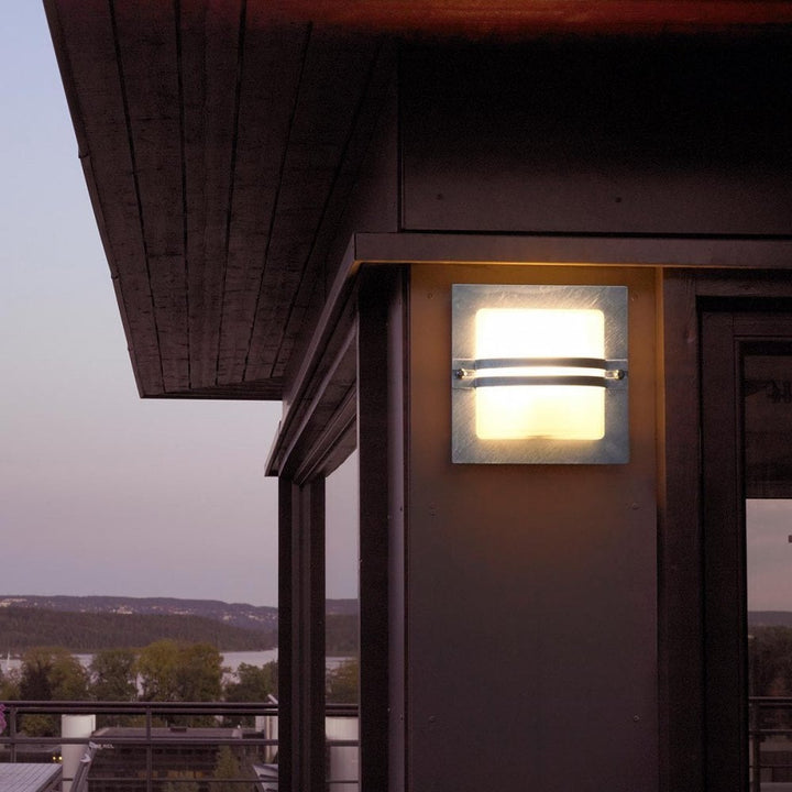 Norlys BERN-E27-GAL-F Bern 1 Light Wall Lantern Galvanised With Frosted Glass