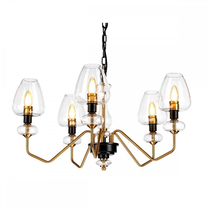 Elstead DL-ARMAND5-AB Armand 5 Light Chandelier Aged Brass Plated &amp; Charcoal Black Paint