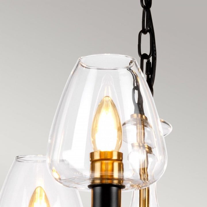 Elstead DL-ARMAND5-AB Armand 5 Light Chandelier Aged Brass Plated &amp; Charcoal Black Paint