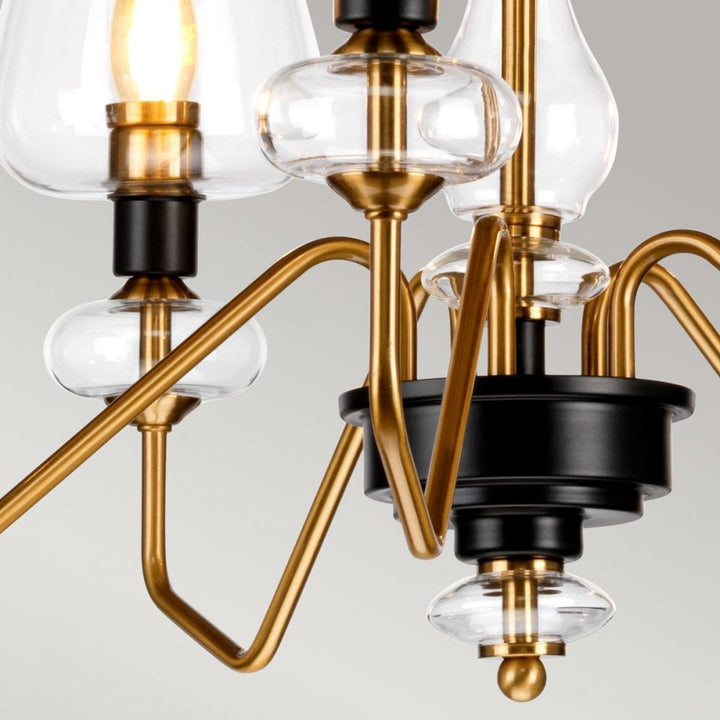 Elstead DL-ARMAND5-AB Armand 5 Light Chandelier Aged Brass Plated &amp; Charcoal Black Paint