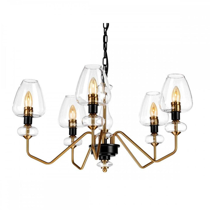 Elstead DL-ARMAND5-AB Armand 5 Light Chandelier Aged Brass Plated &amp; Charcoal Black Paint