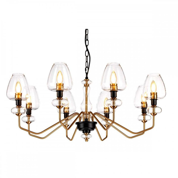Elstead DL-ARMAND8-AB Armand 8 Light Chandelier Aged Brass Plated &amp; Charcoal Black Paint