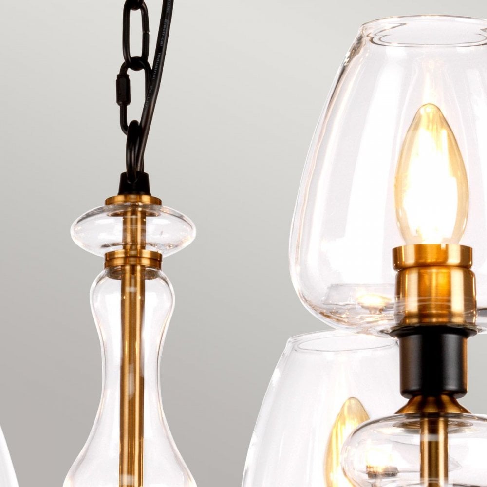 Elstead DL-ARMAND8-AB Armand 8 Light Chandelier Aged Brass Plated &amp; Charcoal Black Paint