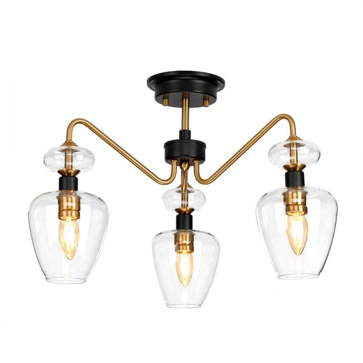 Elstead DL-ARMAND-SF3-AB Armand 3 Light Semi-Flush Aged Brass Plated &amp; Charcoal Black Paint