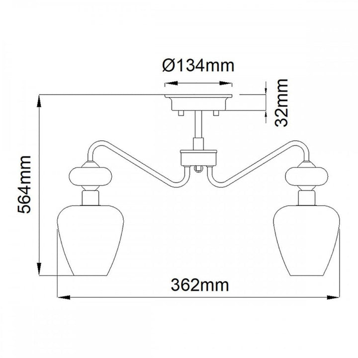 Elstead DL-ARMAND-SF3-AB Armand 3 Light Semi-Flush Aged Brass Plated &amp; Charcoal Black Paint