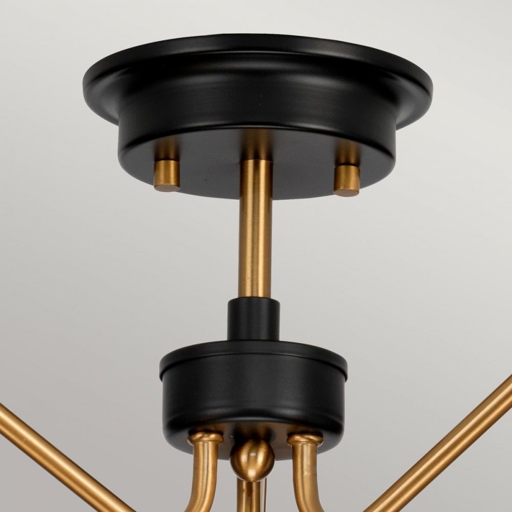 Elstead DL-ARMAND-SF3-AB Armand 3 Light Semi-Flush Aged Brass Plated &amp; Charcoal Black Paint