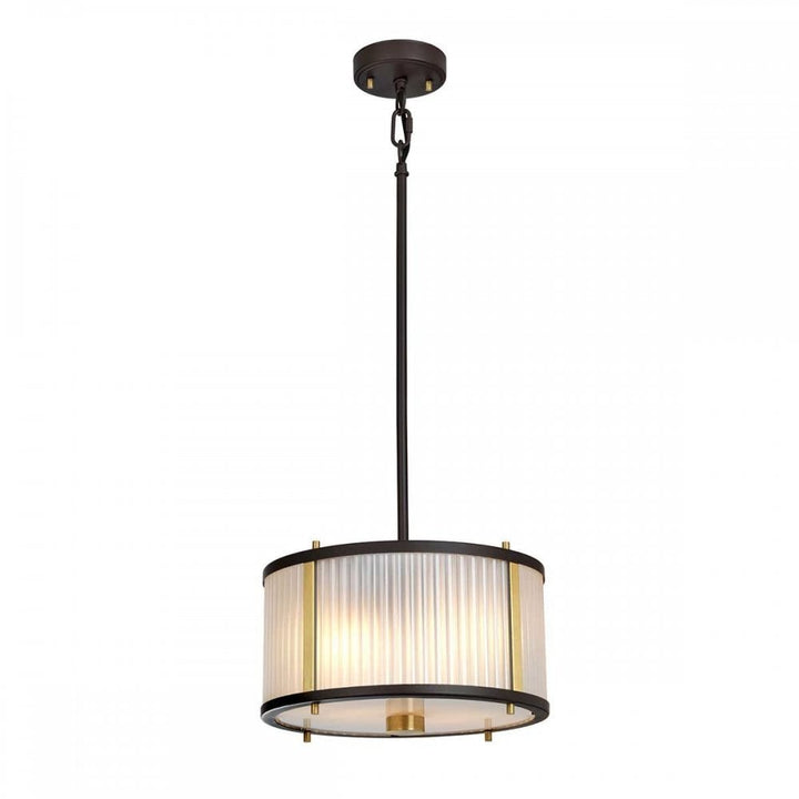 Elstead DL-CORONA-2P-BAB Corona 2 Light Pendant Museum Bronze Dark Brown Painted/ Aged Brass