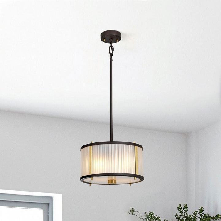 Elstead DL-CORONA-2P-BAB Corona 2 Light Pendant Museum Bronze Dark Brown Painted/ Aged Brass