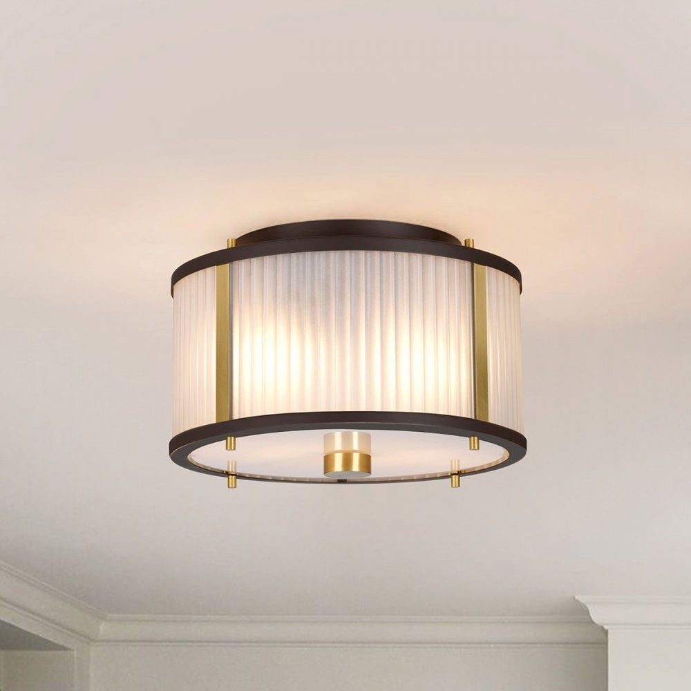 Elstead DL-CORONA-2P-BAB Corona 2 Light Pendant Museum Bronze Dark Brown Painted/ Aged Brass