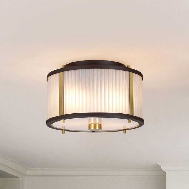 Elstead DL-CORONA-2P-BAB Corona 2 Light Pendant Museum Bronze Dark Brown Painted/ Aged Brass