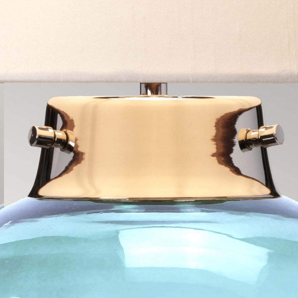 Elstead DL-KARA-TL-BLUE Kara Table Lamp - Blue Polished Nickel - Blue Glass