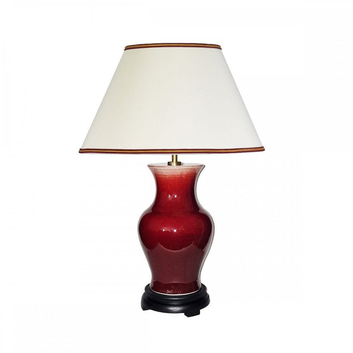 Elstead DL-MAJIN-SMALL-TL-OXB Majin Oxblood Red Jar 1 Light Table Lamp with Polycotton shade Oxblood