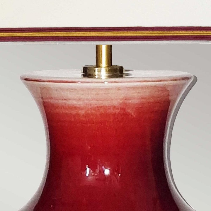 Elstead DL-MAJIN-SMALL-TL-OXB Majin Oxblood Red Jar 1 Light Table Lamp with Polycotton shade Oxblood
